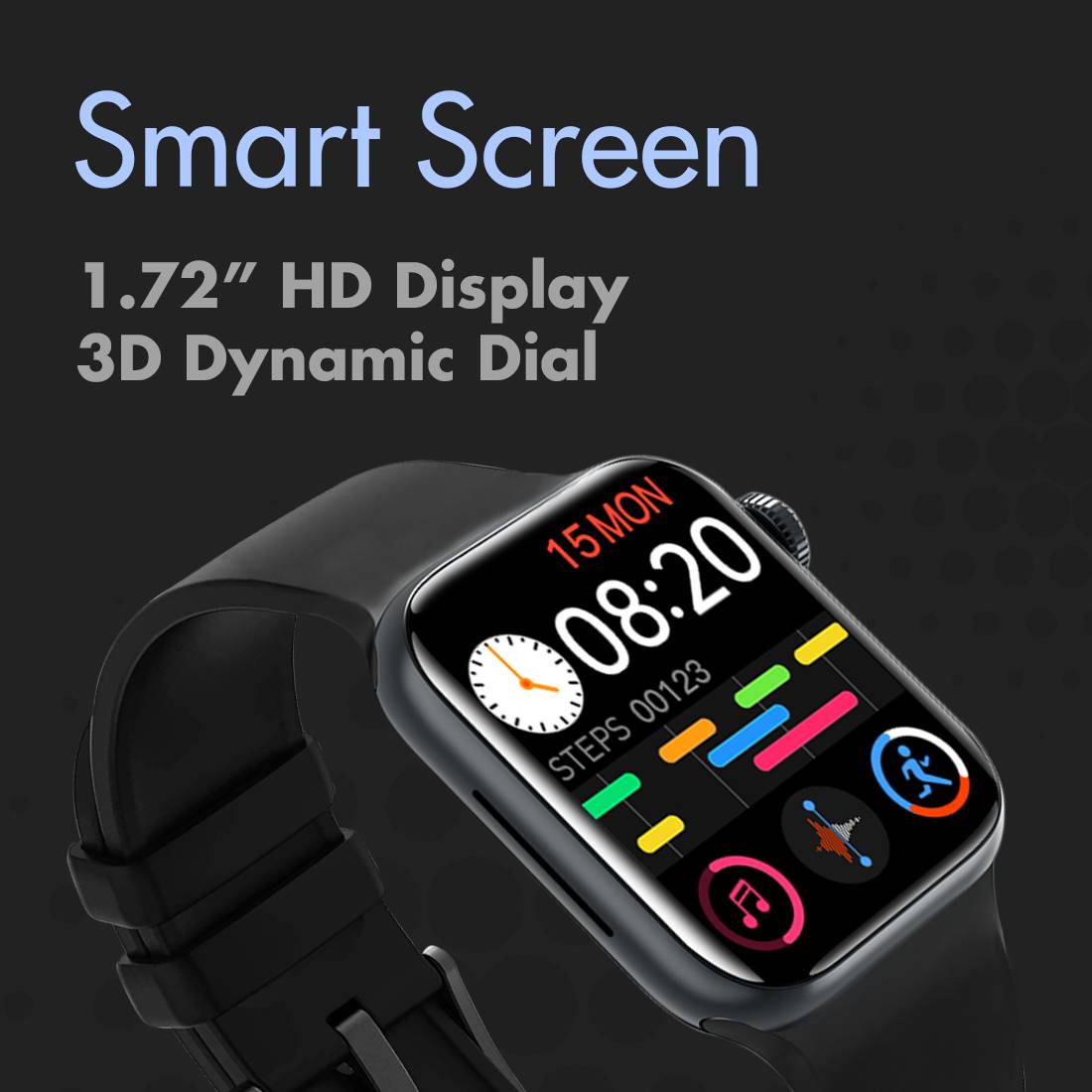 I KALL W3 Smart Watch With Intellectual Voice Command, 1.72 Inch HD ...